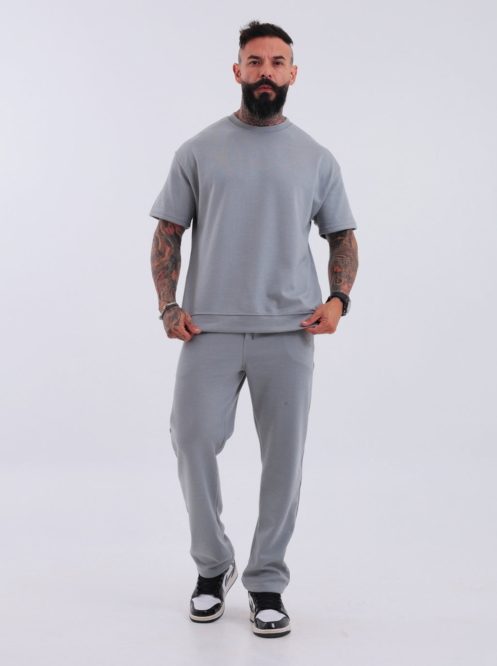 Camiseta Boxy Santorini Cinza