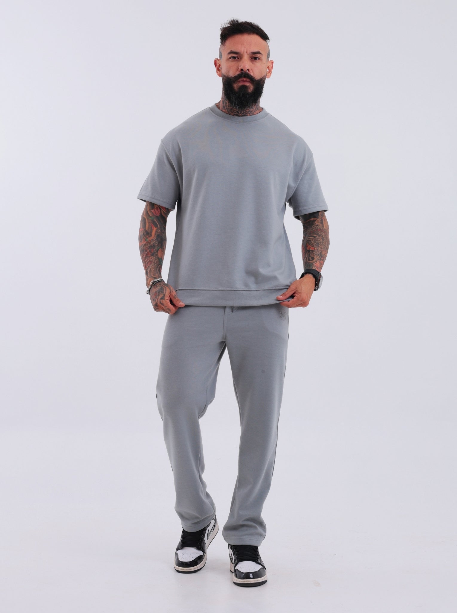 Camiseta Boxy Santorini Cinza