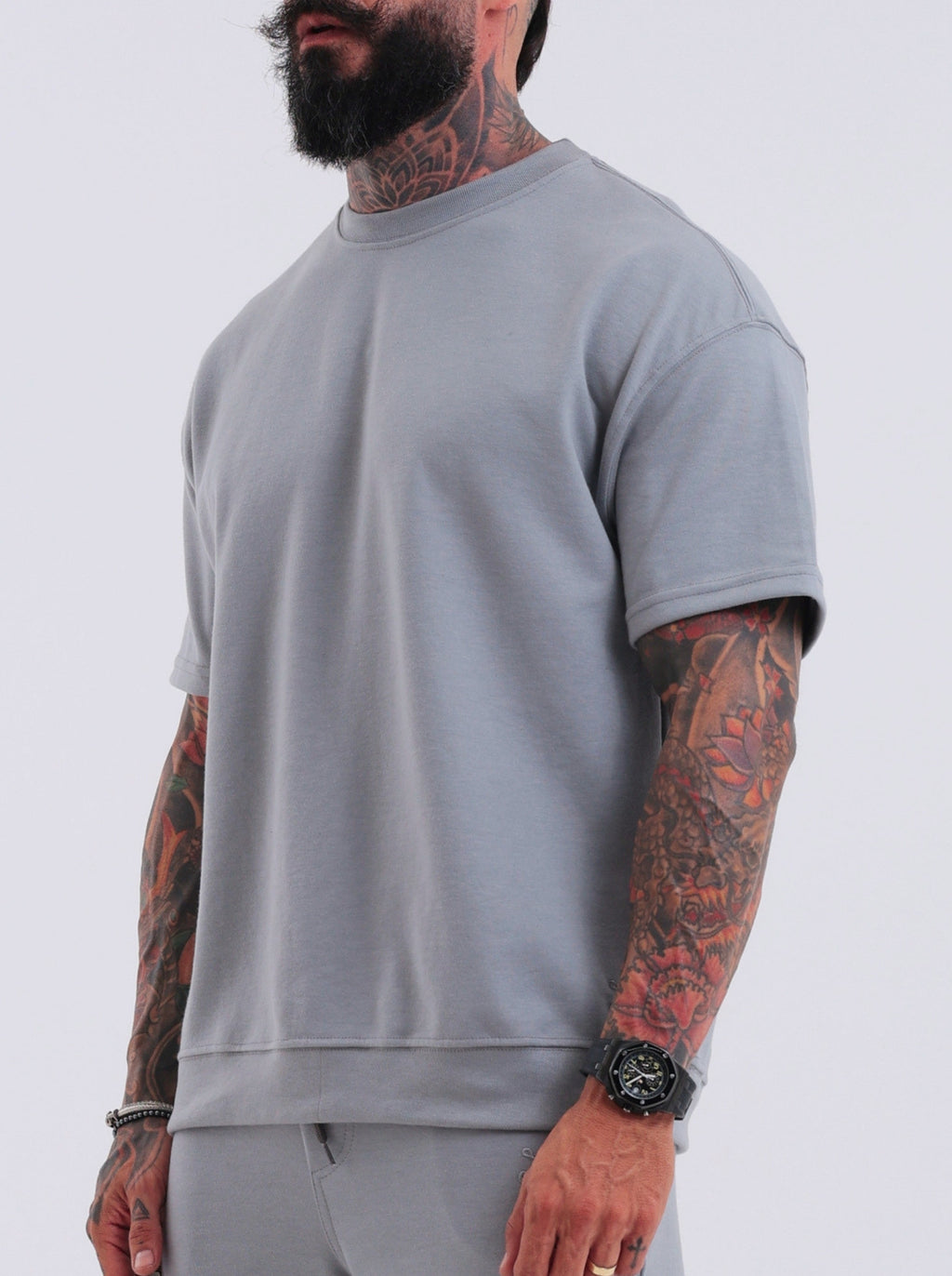 Camiseta Boxy Santorini Cinza